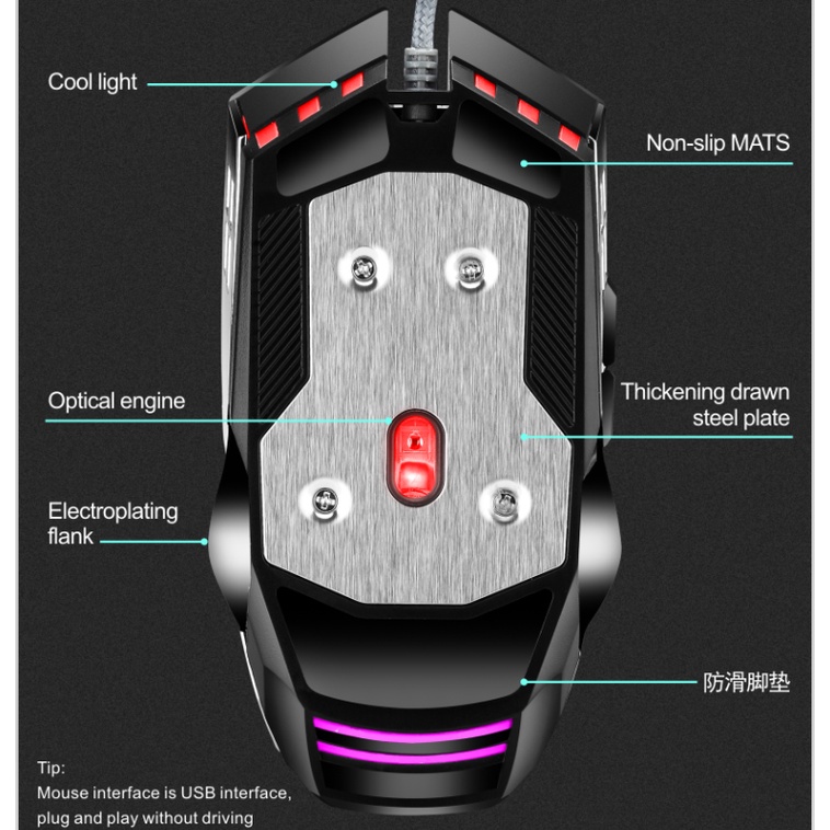 Chuột máy tính Chuột quang LEAVEN S30 Hiệu ứng ánh sáng RGB chuột game văn phòng