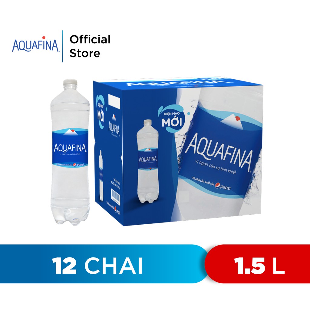 [HỎA TỐC-HN&amp;HCM]Thùng 12 Chai Nước tinh khiết Aquafina (1.5L/chai)
