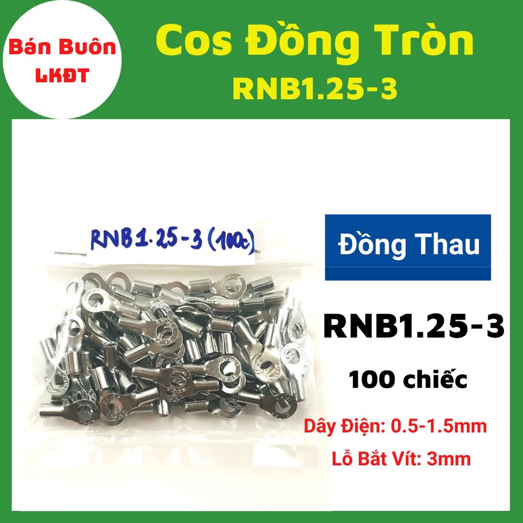 [100 chiếc] Đầu Cos tròn, đầu cos tròn bọc nhựa, cos tròn đồng, cos trần