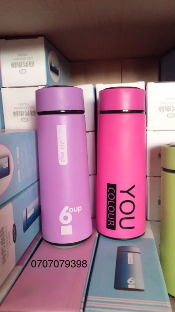 BÌNH THUỶ TINH GIỮ NHIỆT 450ml bọc nhựa chống nóng an toàn tiện dụng