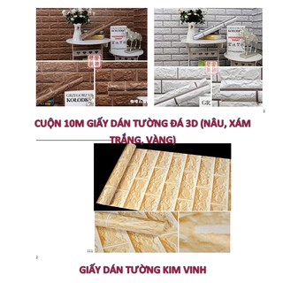 Cuộn 10m giấy dán tường đá 3D - (NGANG 45CM X DÀI 10M)- SP KÈM ẢNH THẬT
