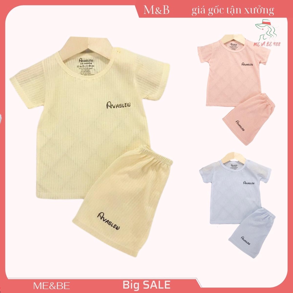 Quần áo trẻ em Bộ cộc tay tăm tre AVA cho bé trai gái trẻ sơ sinh hàng cao cấp mềm mịn mát mặc nhà M&B shop