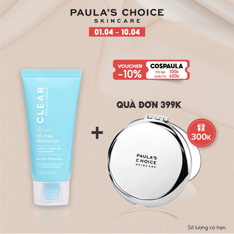 Kem Dưỡng ẩm dịu nhẹ không chứa dầu dành cho da mụn Paula's Choice Clear Oil -Free Moisturizer 15ml Mã: 3807