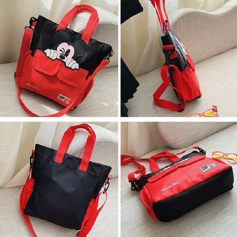 Túi xách tay đeo vai vải canvas họa tiết chuột Mickey đáng yêu