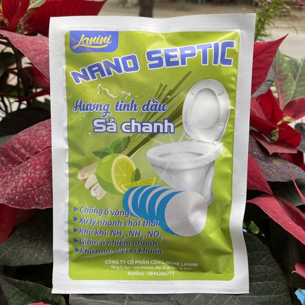 Viên tẩy bồn cầu ⚡ HƯƠNG QUẾ- SẢ CHANH⚡ Viên nén vi sinh khử mùi NANO SEPTIC Lanini siêu sạch dùng cho 2-3m3 hầm cầu