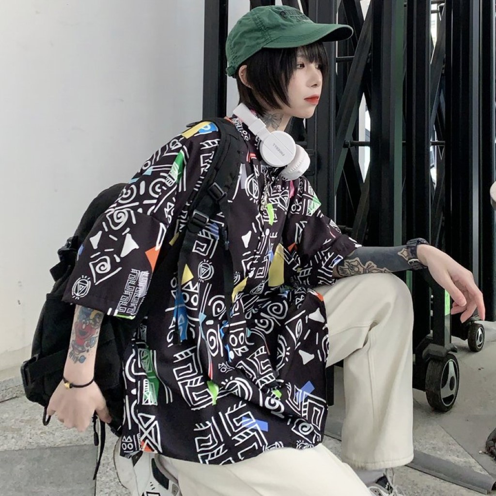 Áo sơ mi from rộng unisex nam nữ ngắn tay , sơ mi nam nữ vải voan lụa mịn mát free size 40kg - 70kg