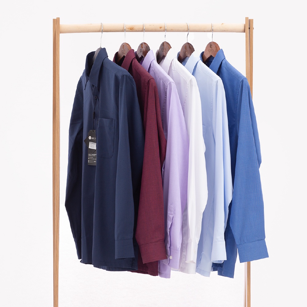 Áo Sơ Mi Nam Dài Tay Trung Niên ANCHI Màu Trắng Trơn Vải Sợi Tre Cao Cấp