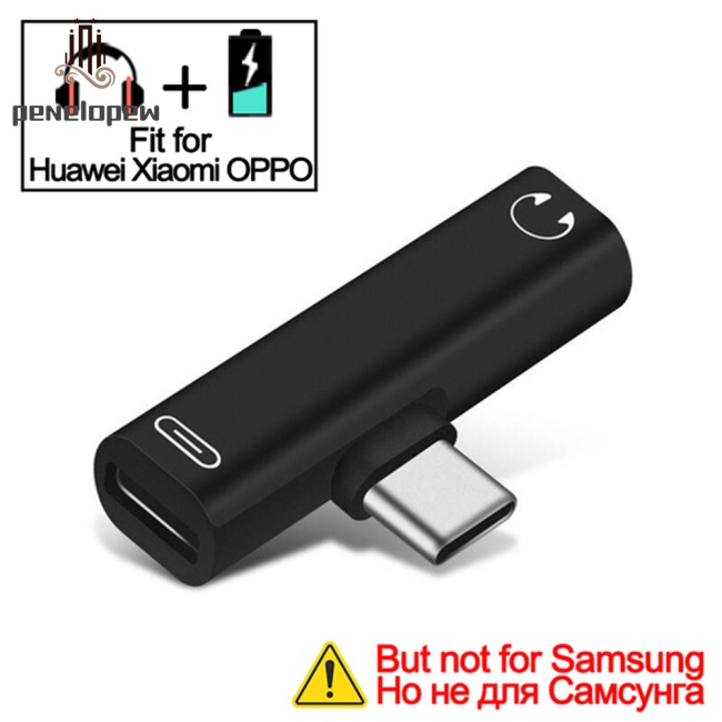Đầu chuyển đổi cáp sạc tai nghe 2 trong 1 USB 3.5 sang Type C Otg tương thích với Macbookpro Xiaomi Huawei Type-c