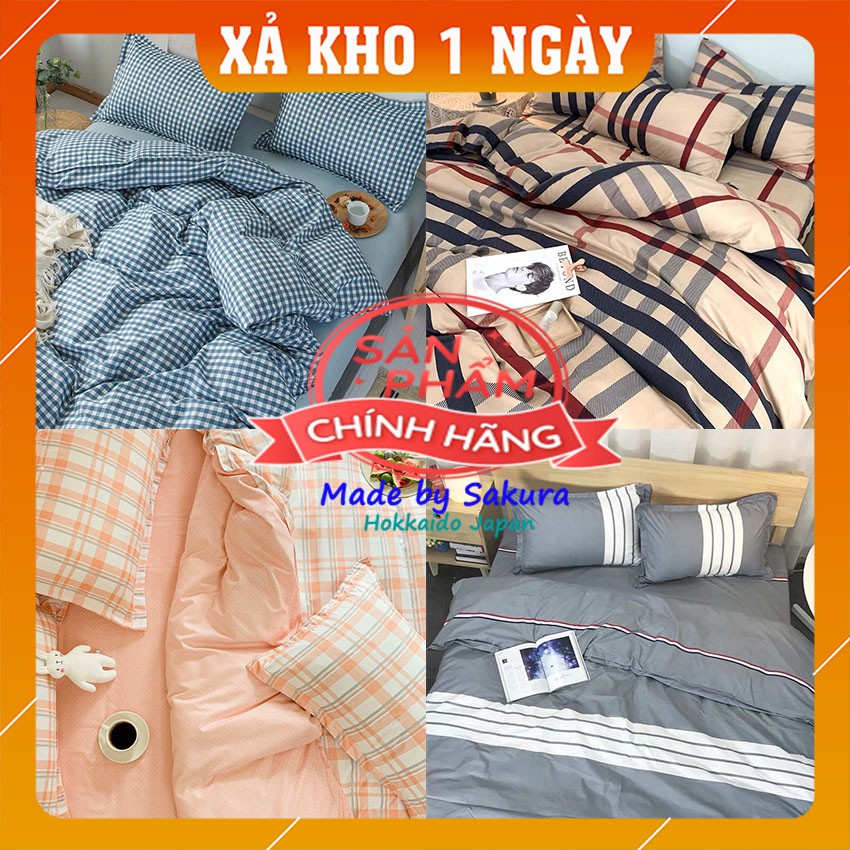 [FREE SHIP-HÀNG HÀN QUỐC] Bộ Chăn Ga Gối Poly Cotton Cao Cấp Nhập Khẩu JAPAN -Hoạ Tiết Kẻ Nhiều Mẫu