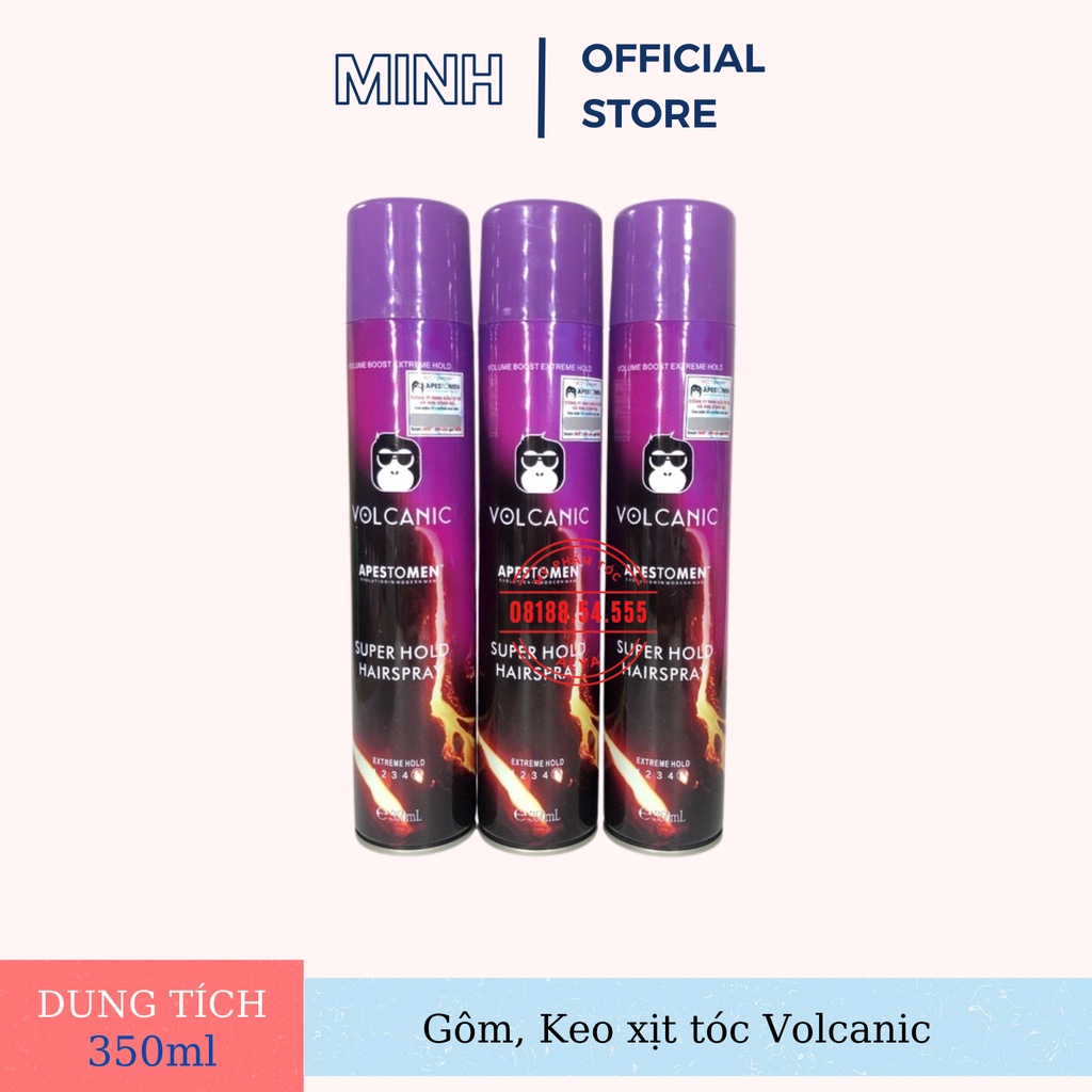 Gôm xịt tóc VOLCANIC 350ml tạo kiểu giữ nếp cho tóc. HÀNG CHÍNH HÃNG .