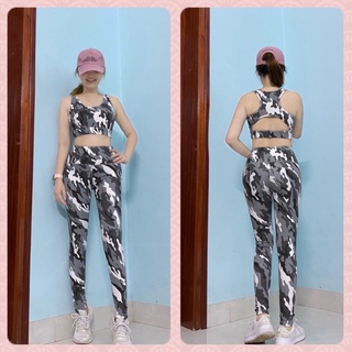 ✅ Ảnh Thật 100% - Mặc Là Mê ✅Bộ tập GYM nữ đa năng - Yoga nữ - Set tập dài lưng Khoét họa tiết độc lạ