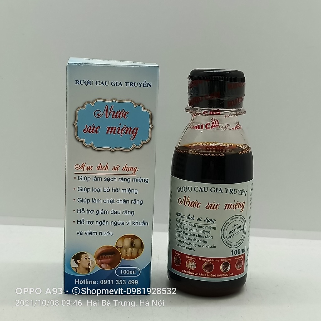 NƯỚC SÚC MIỆNG RƯỢU CAU GIA TRUYỀN CHAI 100ML