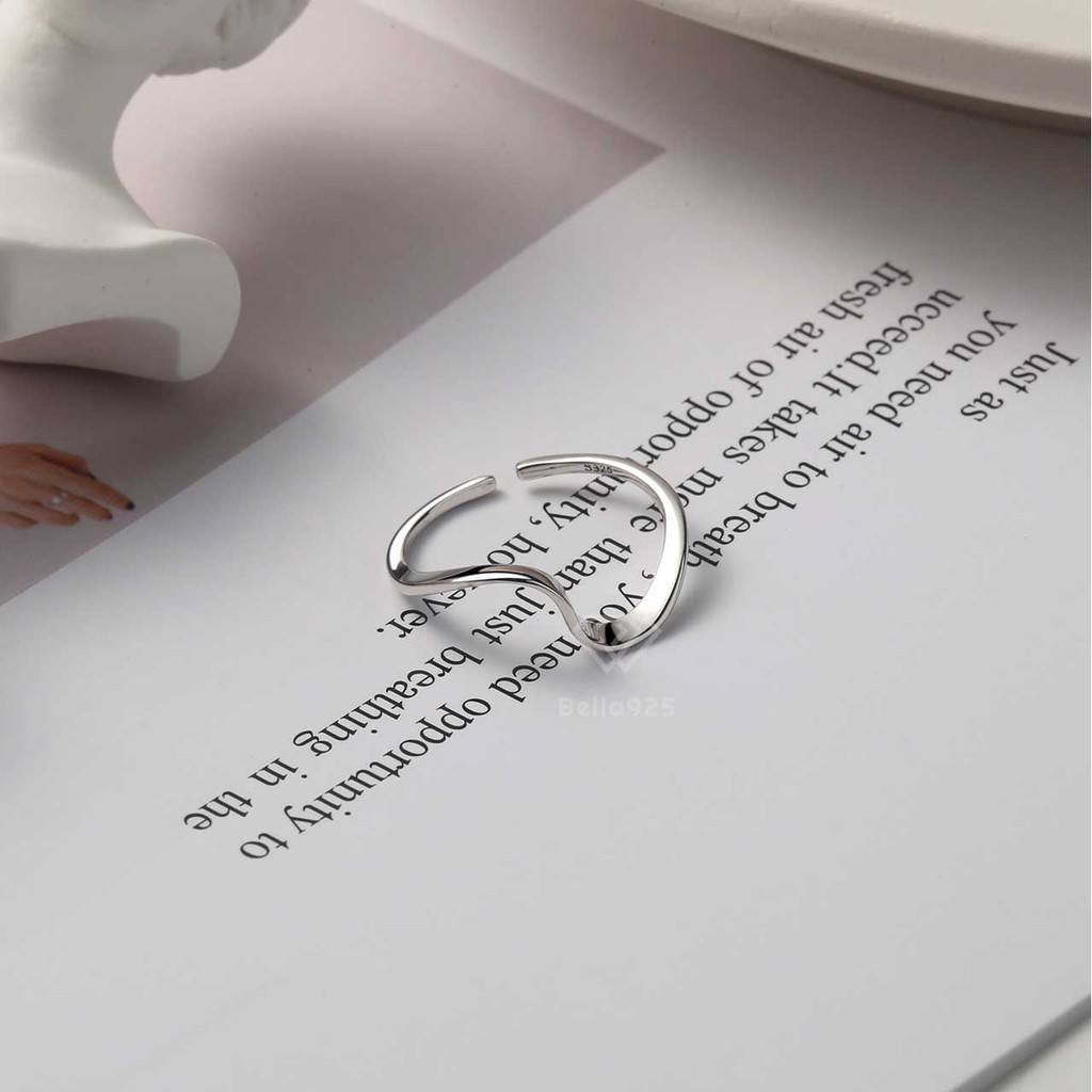 Nhẫn nữ Bella925 D080 hình xoắn cá tính nhẫn bạc freesize hàng hộp