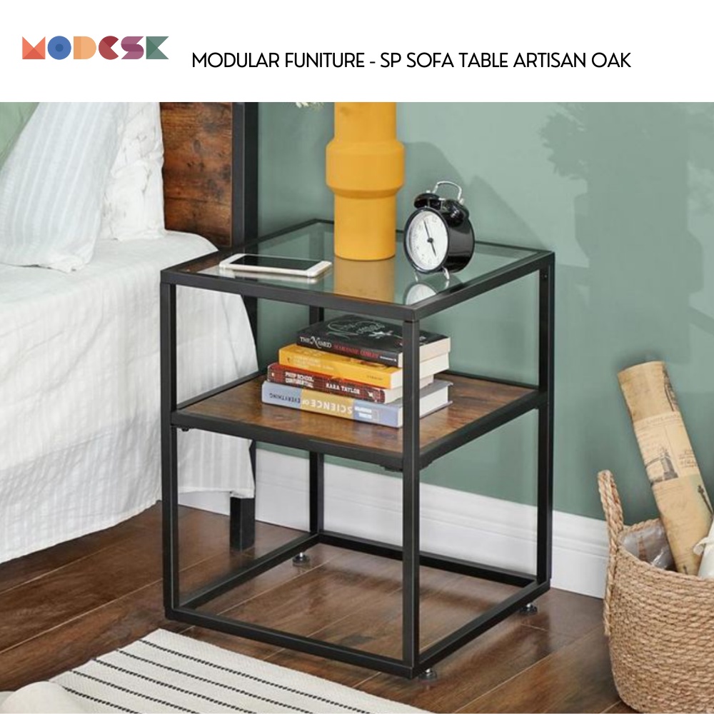 Kệ sofa - tab đầu giường MODESK SP Sofa Shelf sắt sơn tĩnh điện, ván MFC , vintage [phòng khách - phòng ngủ