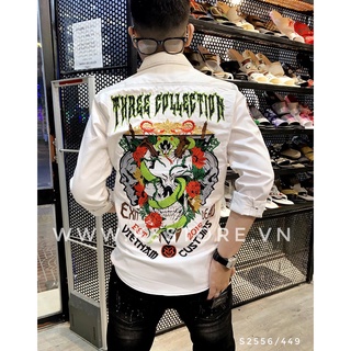 Áo sơ mi trắng nam tay dài thêu snake head thêu full áo chất kaki co dãn nhẹ hàng chính hãng K3 STORE