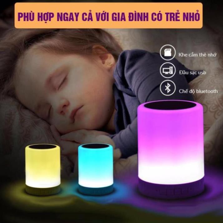 Loa Bluetooth Không Dây 2IN1 Kiêm Đèn Ngủ - Đèn LED cảm ứng đổi màu - 3 chế độ sáng thích hợp cho các bạn trẻ chill!