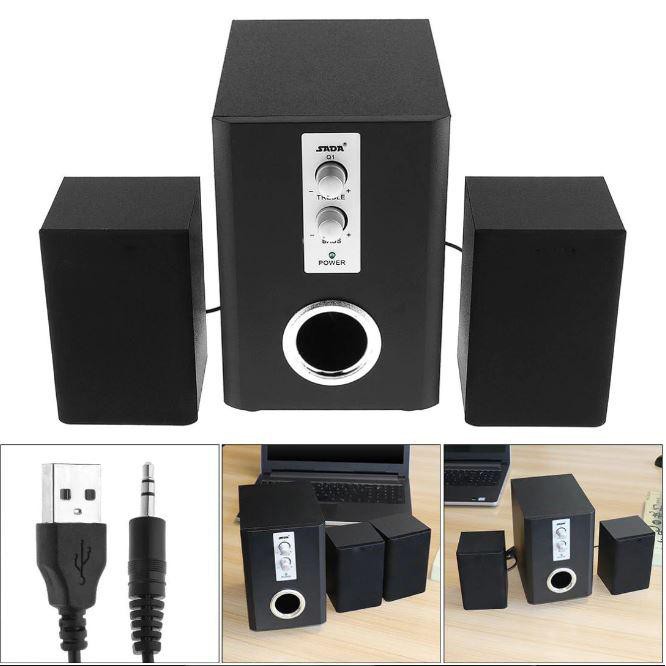 [RẺ NHẤT SHOPEE] Bộ 3 Loa Vi Tính Bluetooth - Loa Tivi Vỏ Gỗ SADA D-200T, Âm Thanh Siêu Trầm Sống Động