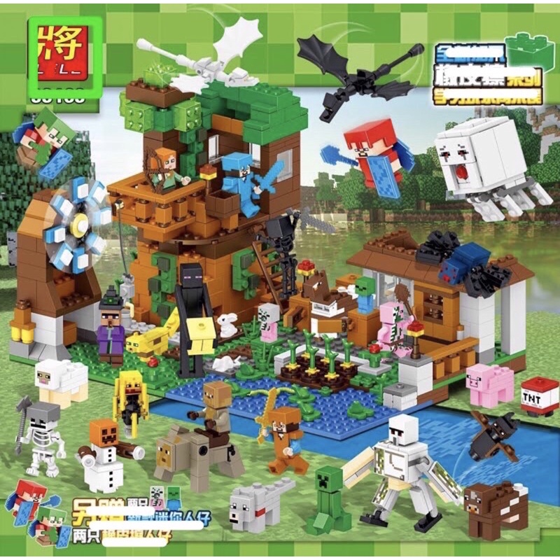 Đồ chơi lego minecraft lắp ghép nhà máy nông trại 986 pcs