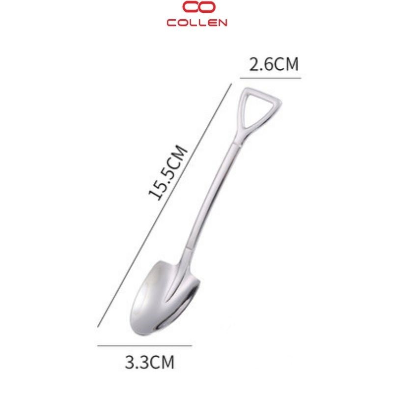 Thìa inox 304 cán dài chất liệu cao cấp, muỗng múc kem hình xẻng tiện lợi COLLEN LIFE