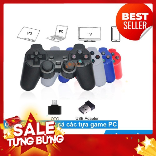 Tay cầm chơi game PC / Laptop / Điện thoại / Tivi (TV) Android - Tay cầm chơi game không dây giá rẻ kết nối USB 2.4G - H