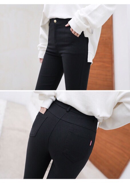 Quần Legging nữ/Skinny nữ cạp cao có khoá co giãn tốt