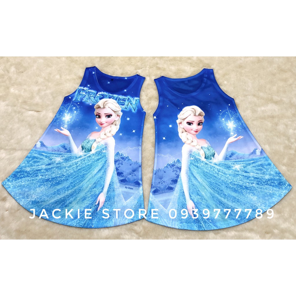 Váy đầm elsa xanh dương sát tay cho bé gái
