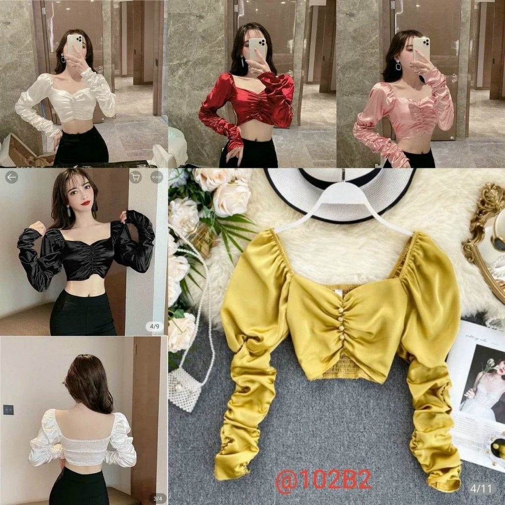 Áo phi lụa nhún xinh cute