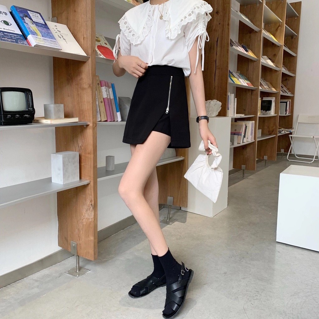 Quần váy nữ cạp cao khóa cạnh - cá tính năng động | BigBuy360 - bigbuy360.vn