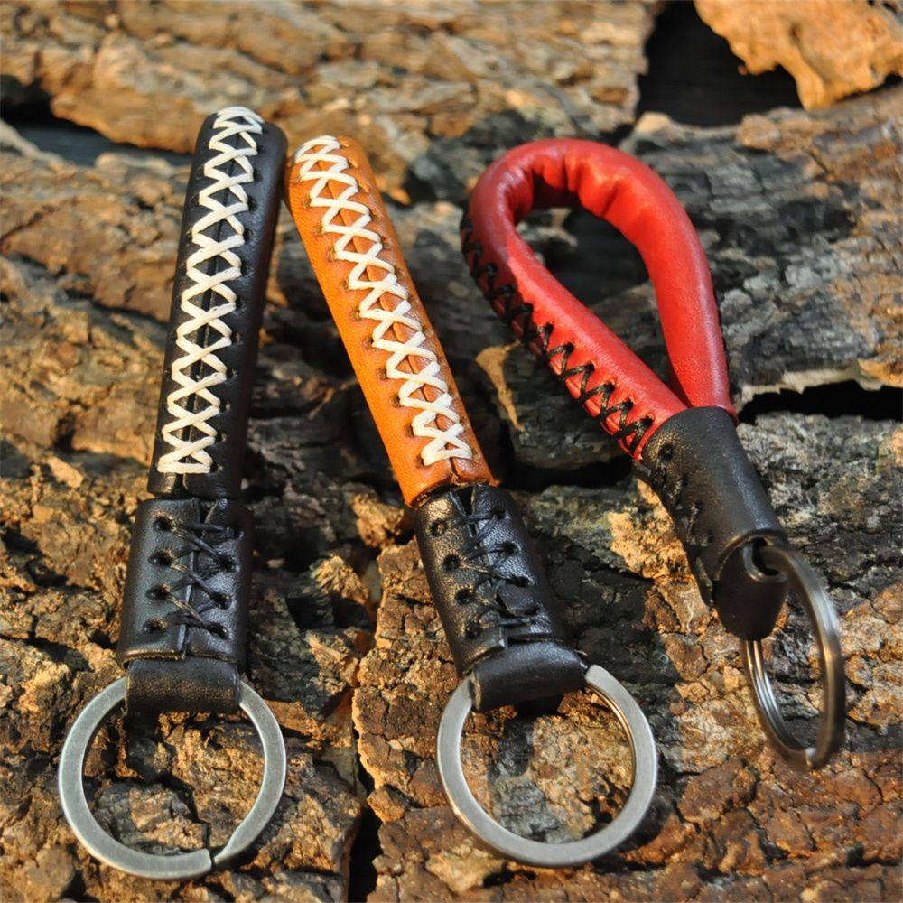 Móc Khóa Da Bò Thật Đơn Giản Dùng Để Trang Trí Túi Xách / Chìa Khóa