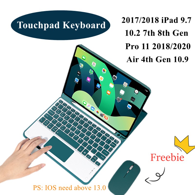 Bao Da Kèm Bàn Phím Cảm Ứng Tiện Dụng Cho Ipad 10.2 7th 8th 2018 Ipad 9.7 Pro 10.5 Air 2 3 Pro 11 10.9