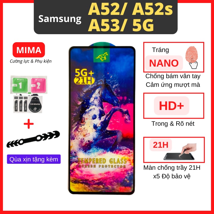 Kính cường lực Samsung A52/A52s/A53 5G Full màn cao cấp OG+ độ cứng 21H siêu mượt hạn chế bám vân tay [MIMA]