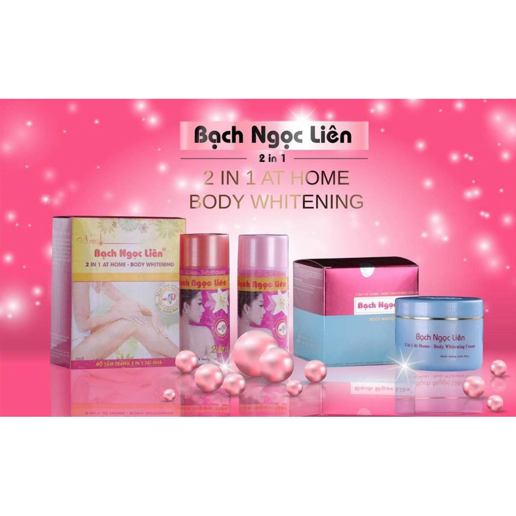 Bạch Ngọc Liên - Bộ tắm trắng + Kem dưỡng trắng da body Bạch Ngọc Liên - xanh