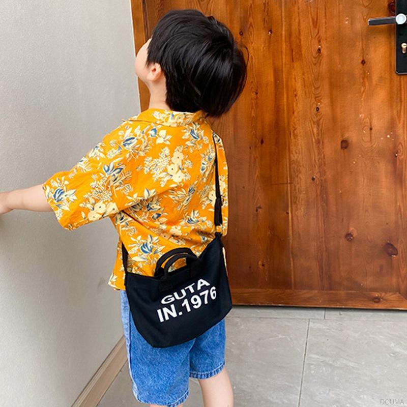 Túi xách vải canvas nhỏ gọn in chữ cái đáng yêu dành cho bé