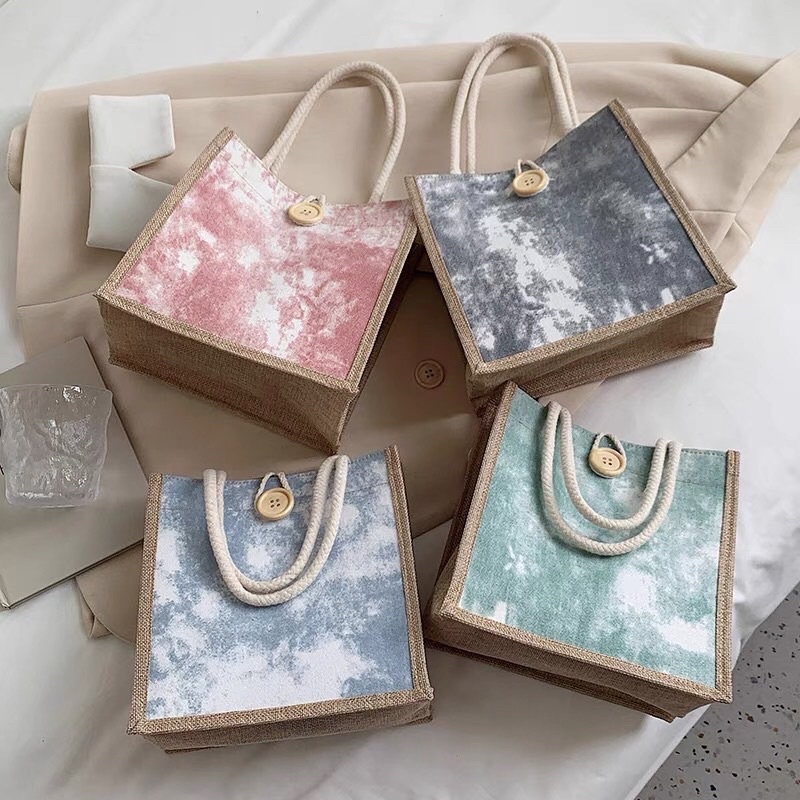 Túi Cói Loang Cúc Cài 364