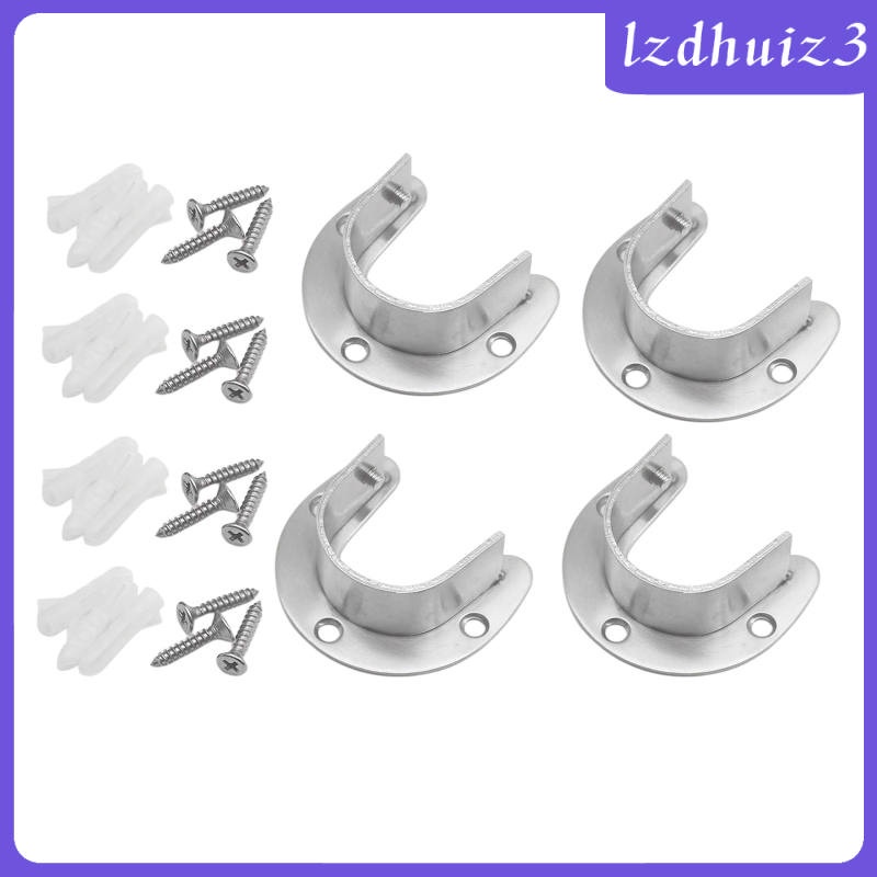 Set 4 giá đỡ thanh treo rèm cửa hình chữ U bằng thép không gỉ