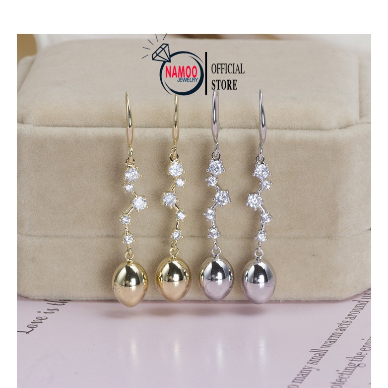 Bông tai Dáng Dài Mạ Bạc S925, Bông Tai Titan Không Phai T805 T806 Namoo Jewelry