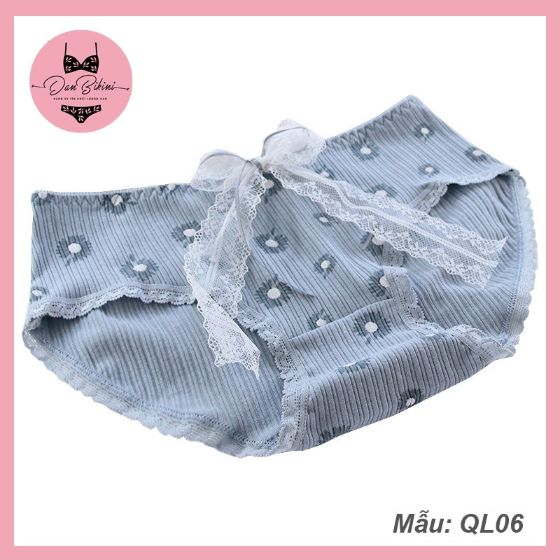 Quần Lót Nữ gân tăm hình hoa cúc kháng khuẩn chống viêm tôn dáng mã 0127