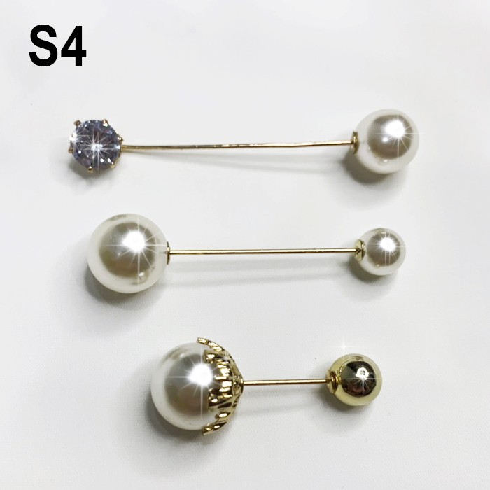 Set 3 Cái Trâm Cài áo hình hạt châu cao cấp kiểu phụ kiện trang trí charm cài sang trọng , Set 5 Pin cài áo nhỏ S02