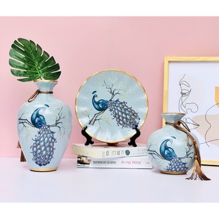 Combo 3 bộ lọ và đĩa Gốm Sứ Giang Tây Cao Cấp decor trang trí