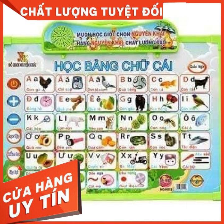 Bảng Đọc Chữ Cái Điện Tử Thông Minh Đa Năng 4 tờ cho bé học chữ cái 2 mặt 36 ô chữ