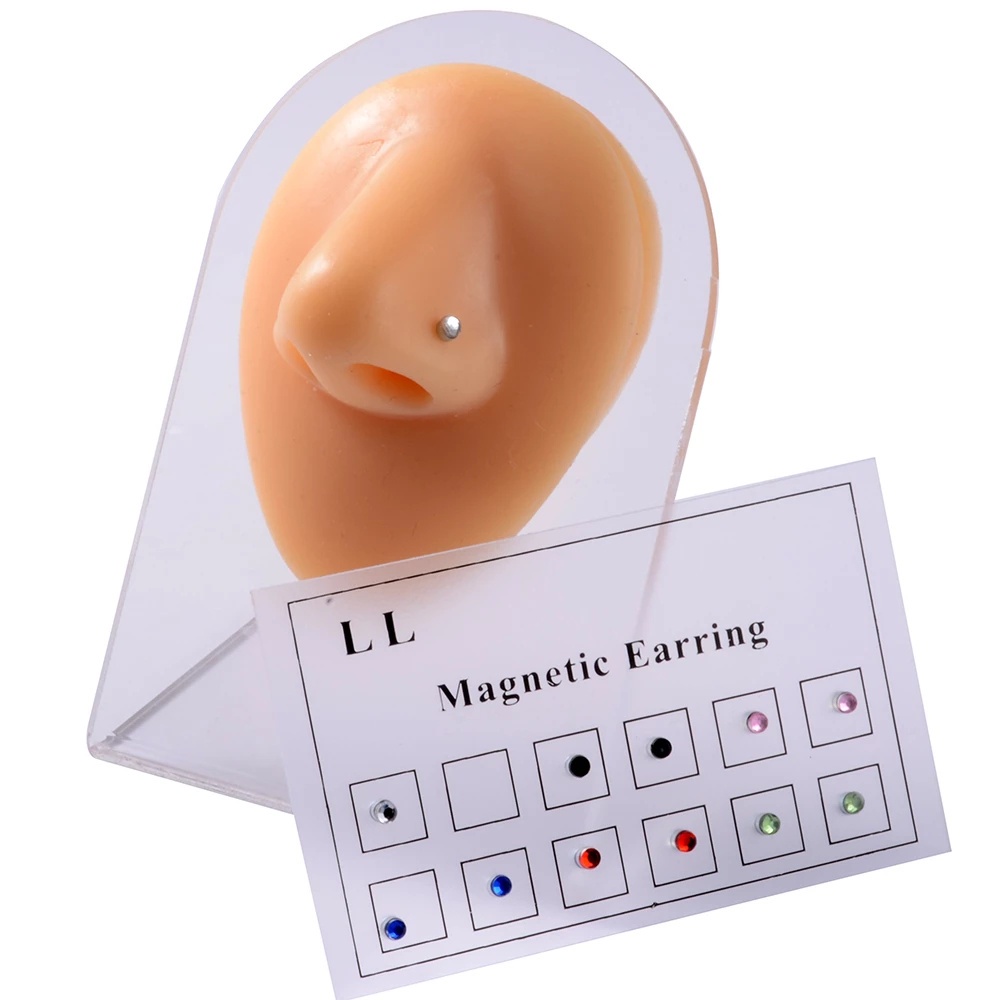 12 Màu thời trang sành điệu Mũi / Tai / Môi Xỏ khuyên Từ tính Không có Bộ xỏ