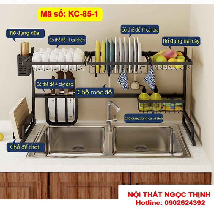 [RẺ VÔ ĐỊCH] Kệ chén đa năng sơn tĩnh điện nano dài 85/95cm kiểu dáng hiện đại tiện lợi cho căn bếp