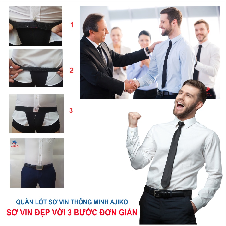 Quần Sịp Sơ Vin Thông Minh cao cấp AJIKO, Giữ áo luôn chuẩn form đóng thùng đẹp Cuốn Hút, Độc Đáo.