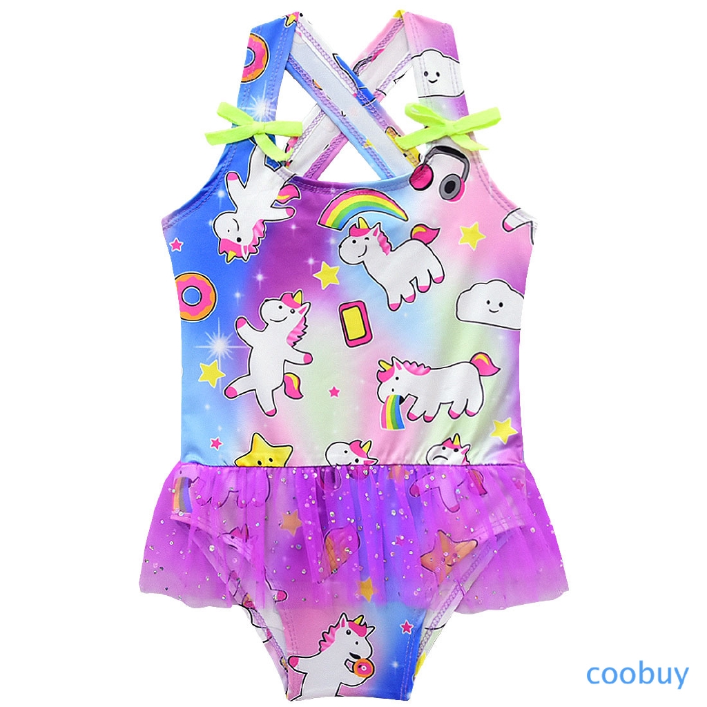 CB❤❤ Baby Girls Summer Swimming Sandbeach Swimwear One Piece Hourse Cartoon Printed