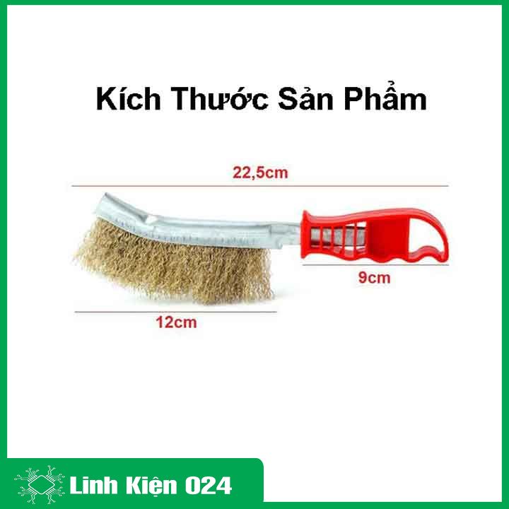 Bàn chải đánh gỉ sắt cầm tay, chổi đánh gỉ sét sợi thép mạ đồng cán cầm siêu chắc