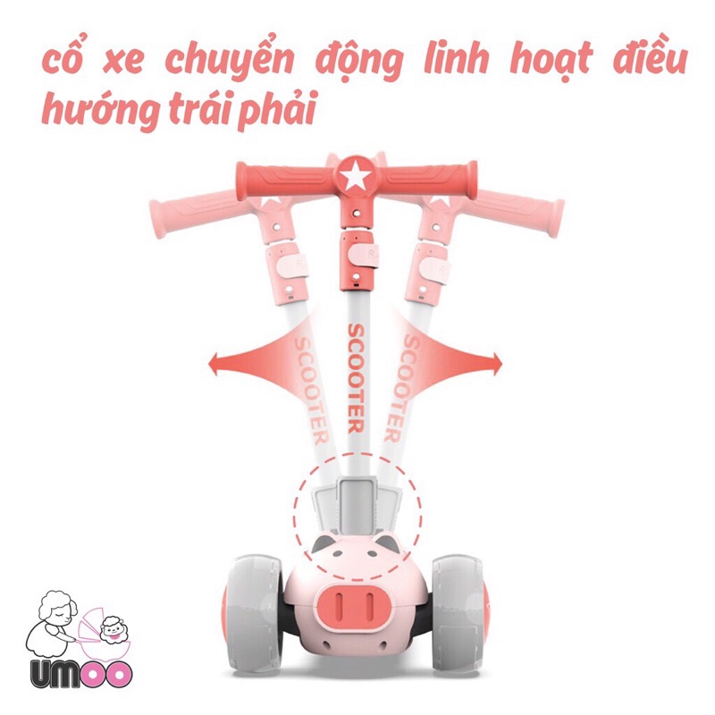 Xe Scooter Heo Umoo Siêu Cao Cấp Cho Bé