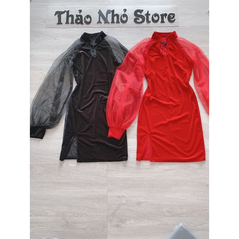 [Mã SKAMA06 giảm 8% tối đa 50K đơn 250K] váy sườn xám tay phồng | BigBuy360 - bigbuy360.vn