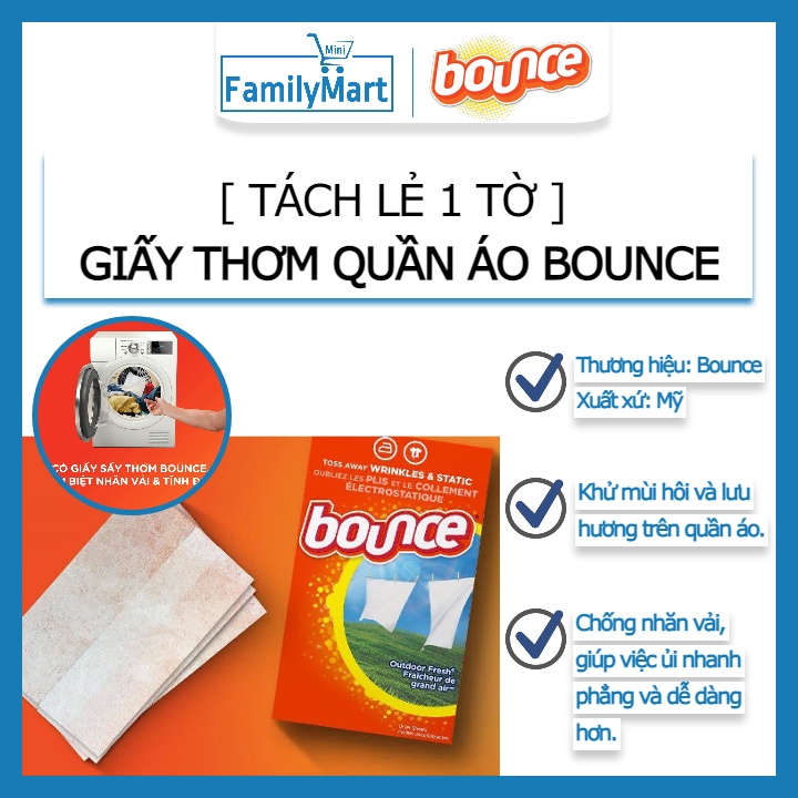 Giấy thơm quần áo Bounce Mỹ, giấy thơm mùi việt kiệt