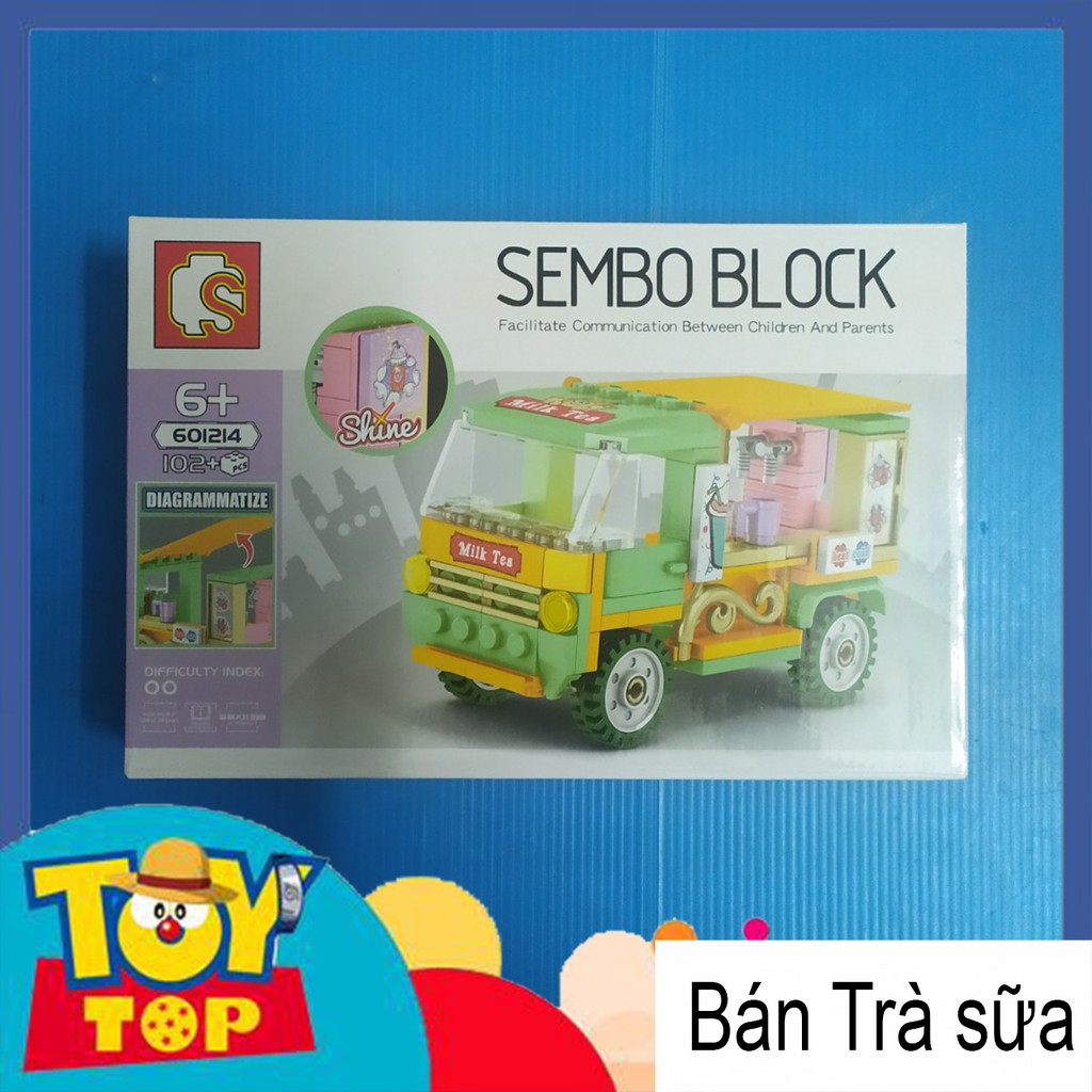 [Một hộp] ghép Sembo Block 601200 ~ 601203 lắp ráp xếp hình xe hàng bán dạo, cửa hàng lưu động