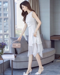 Đầm trắng phối voan (kèm hình thật)
